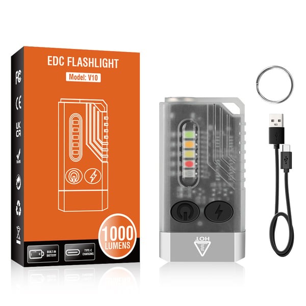 Linterna EDC pequeña y potente con luz roja UV azul -Super brillante 1000LM