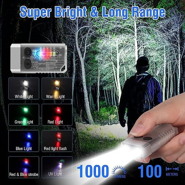Linterna EDC pequeña y potente con luz roja UV azul -Super brillante 1000LM