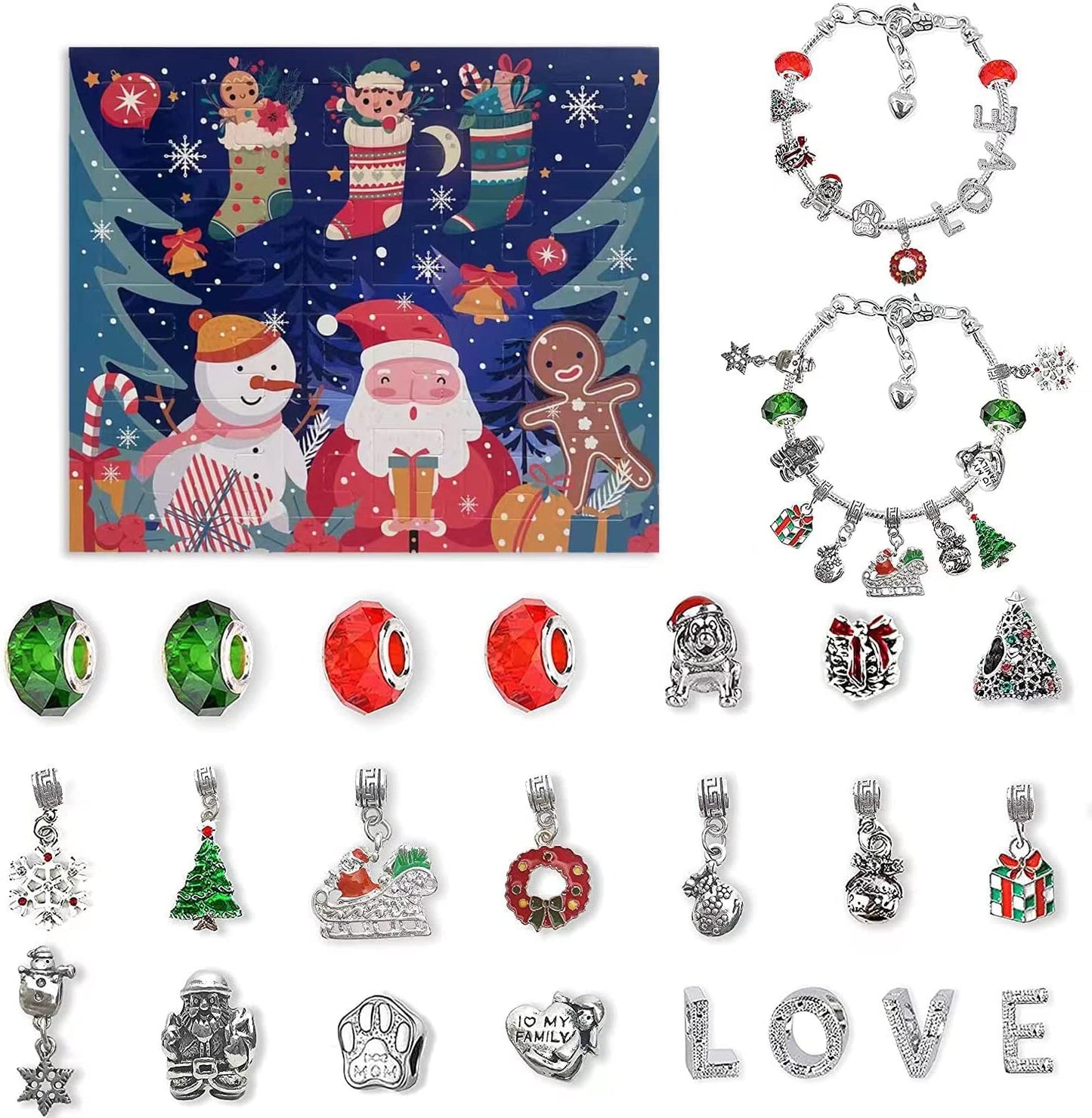 Juego de pulseras con calendario de Adviento navideño de bricolaje