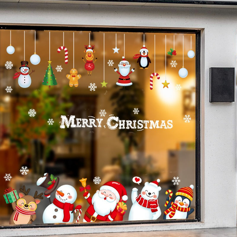 Decora tus ventanas con alegría festiva - Juego de pegatinas navideñas para ventanas