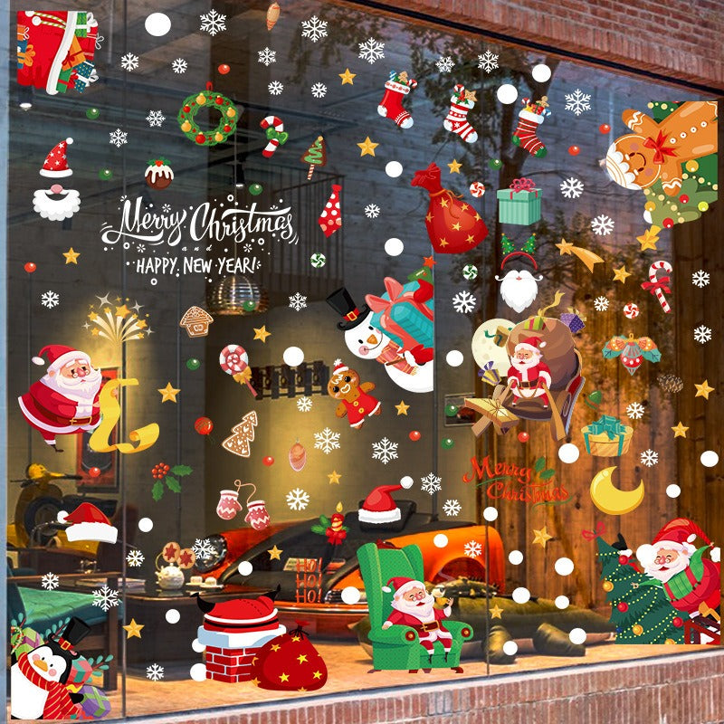 Decora tus ventanas con alegría festiva - Juego de pegatinas navideñas para ventanas