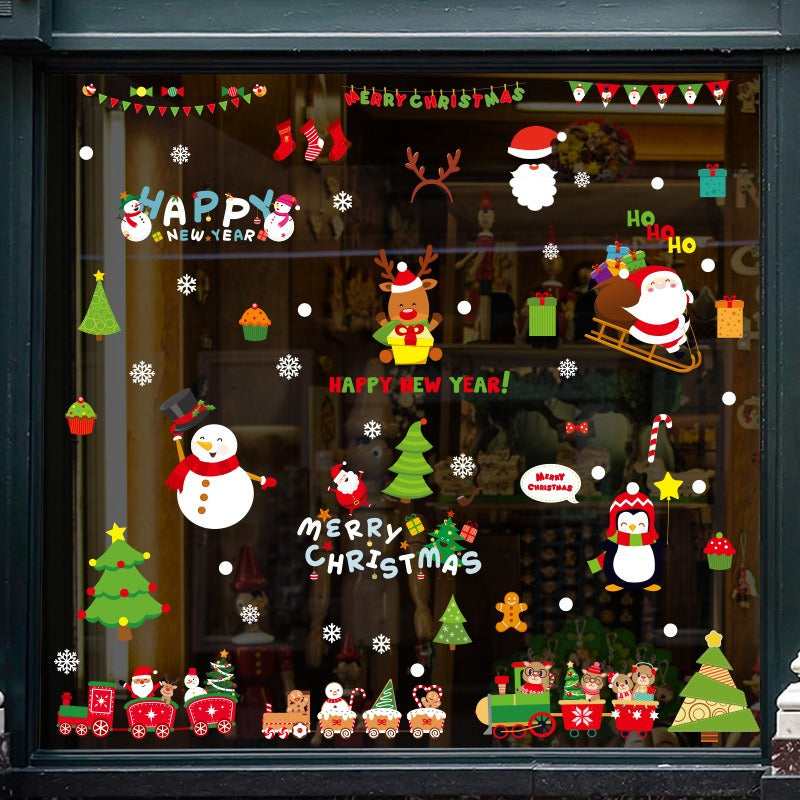 Decora tus ventanas con alegría festiva - Juego de pegatinas navideñas para ventanas