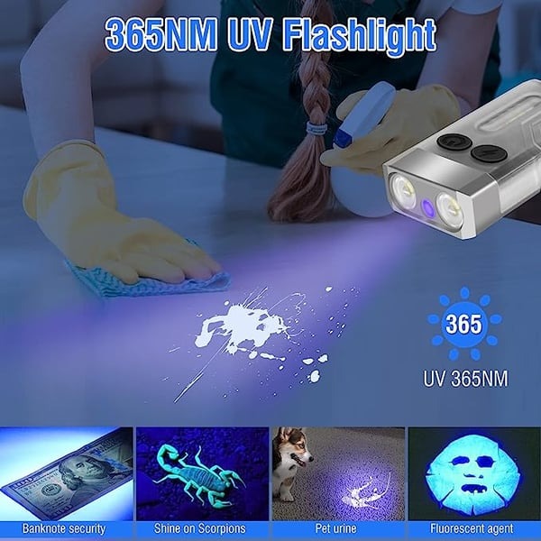 Linterna EDC pequeña y potente con luz roja UV azul -Super brillante 1000LM