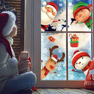 Decora tus ventanas con alegría festiva - Juego de pegatinas navideñas para ventanas