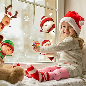 Decora tus ventanas con alegría festiva - Juego de pegatinas navideñas para ventanas