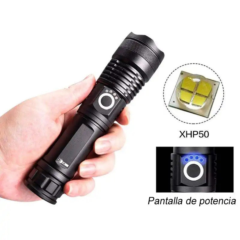 Potente linterna LED XHP50 a prueba de agua