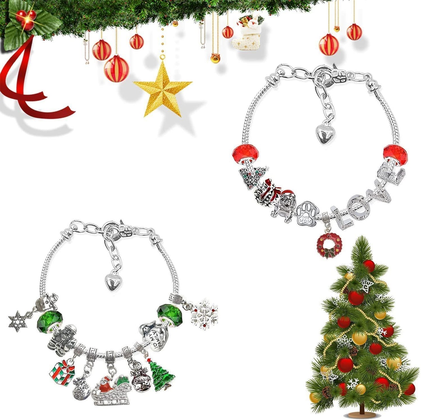 Juego de pulseras con calendario de Adviento navideño de bricolaje
