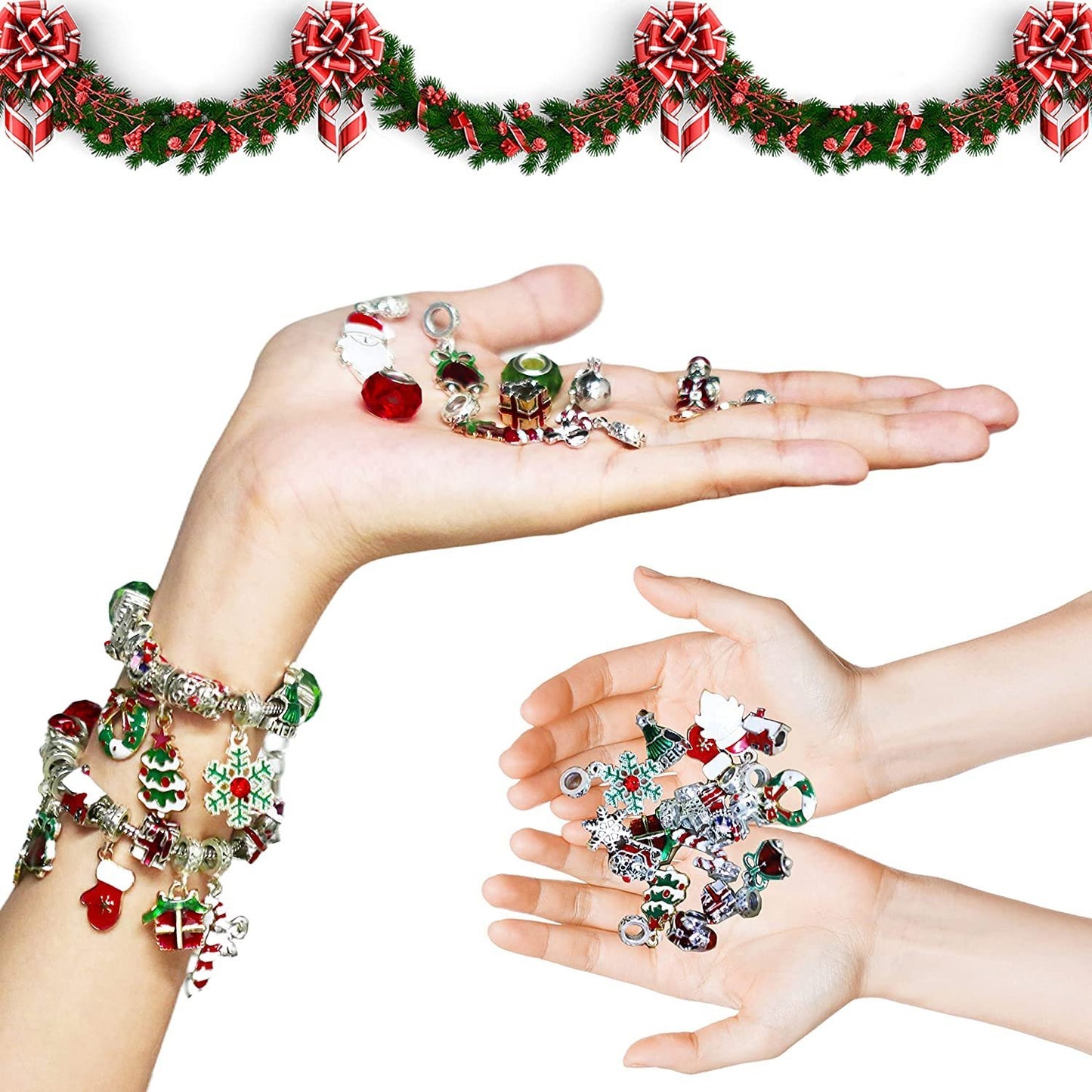 Juego de pulseras con calendario de Adviento navideño de bricolaje