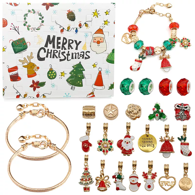 Juego de pulseras con calendario de Adviento navideño de bricolaje