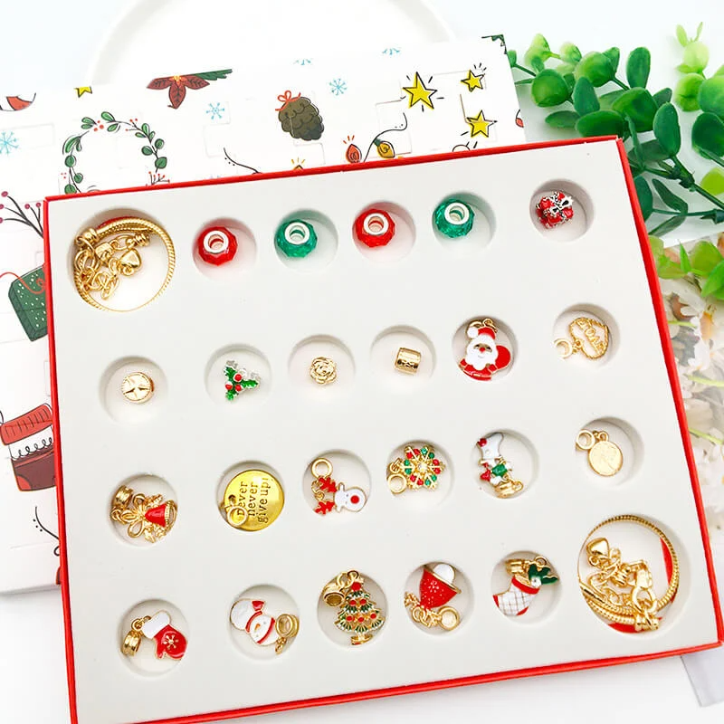 Juego de pulseras con calendario de Adviento navideño de bricolaje