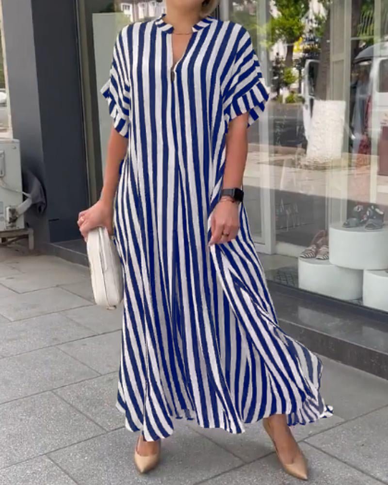 Vestido estampado a rayas con cuello en V para mujer (Compra 2 envío gratis)
