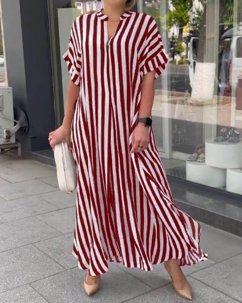 Vestido estampado a rayas con cuello en V para mujer (Compra 2 envío gratis)