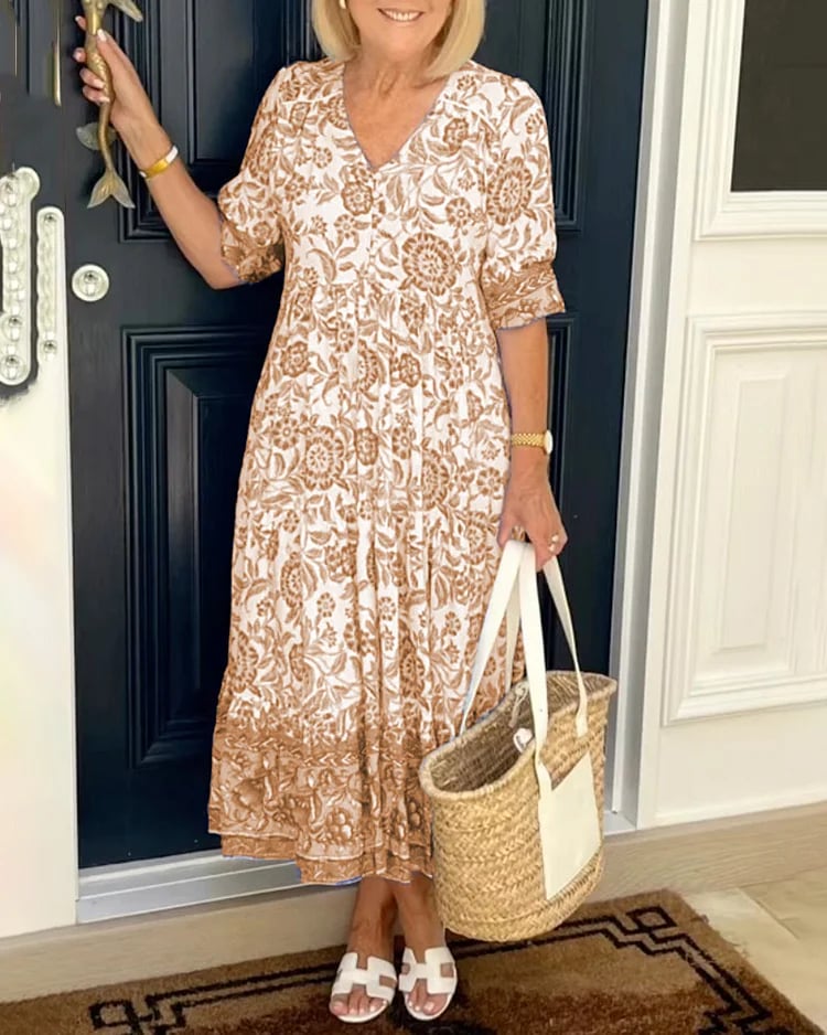 ✨Nuevo estilo-40 % de descuento✨Vestido bohemio con escote en V