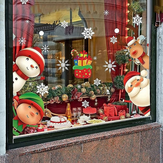 Decora tus ventanas con alegría festiva - Juego de pegatinas navideñas para ventanas