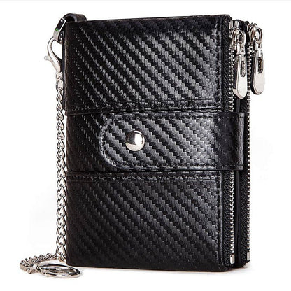 Cartera retro antirrobo de cuero genuino con cadena