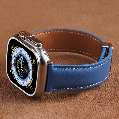 BANDA DE FIVELA DOBRÁVEL MAGNÉTICA DE COURO VINTAGE PARA APPLE WATCH