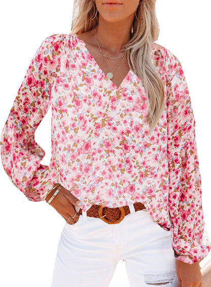 Blusa de manga larga con estampado de mini flores coloridas